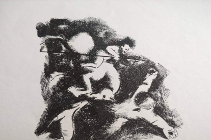Pintura realizada por Álvaro Delgado para el poemario de Eugenio de Nora ‘Pueblo cautivo’