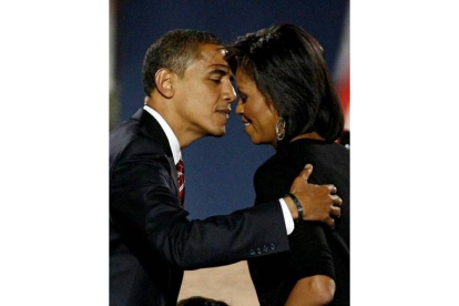 Obama con la nueva primera dama de Estados Unidos, su mujer Michelle.