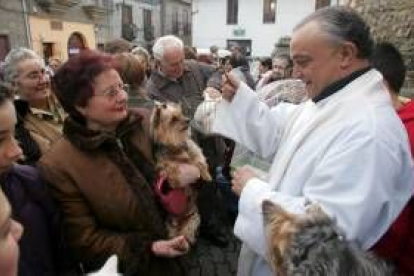 La bendición de los animales concitó ayer en Cacabelos una numerosa presencia de niños y adultos