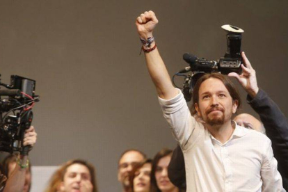 Pablo Iglesias, tras su proclamación como líder de Podemos.