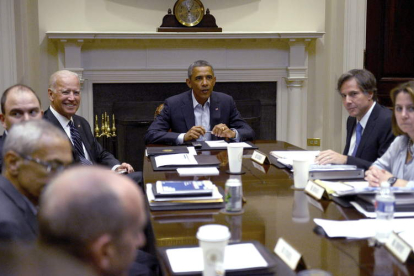 Barack Obama, reunido en el Consejo de Seguridad Nacional.