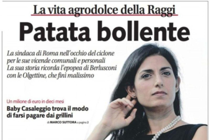 Imagen de la portada del diario italiano Libero en el que llama a la alcaldesa de Roma "Patata Caliente".