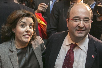 Miquel Iceta y la exvicepresidenta Soraya Sáenz de Santamaría, en una foto de archivo