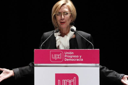 La diputada y portavoz de UPyD en el Congreso, Rosa Díez, durante un acto