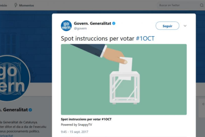 El Govern ha publicado hoy en twitter un spot con instrucciones para votar.