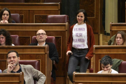 La diputada de Podemos Ione Belarra en apoyo a la manifestación del 8 de marzo.