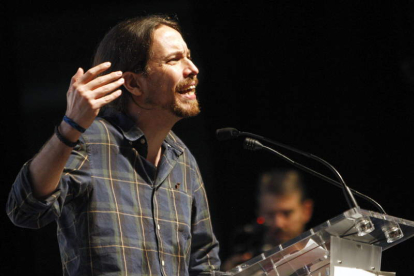 Pablo Iglesias durante el mitin ofrecido en Vigo.