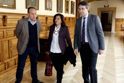 Arias, Bello y Martínez Majo, antes de la reunión celebrada ayer en la Diputación de León. MARCIANO