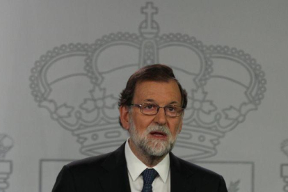 Mariano Rajoy, en la comparecencia de la noche del 1-O en la Moncloa.