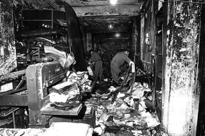El incendio, en 1987, en el taller de serigrafía en San Mamés se cobró la vida de dos personas. NORBERTO