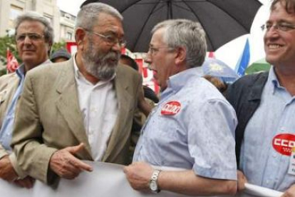 Méndez y Toxo, en la manifestación de los funcionarios.