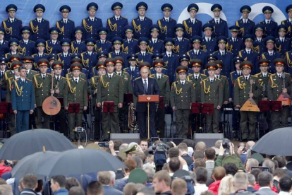 El presidente ruso, Valdimir Putin, durante la inauguración del foro militar de Kubinka.