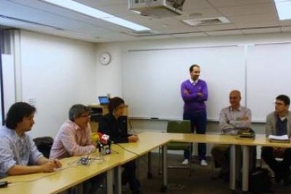 Un momento del encuentro universitario, ayer en Nueva York .