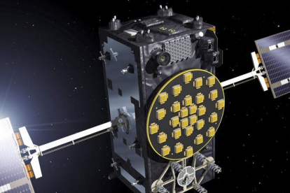 Imagen facilitada por la Agencia Espacial Europea de uno de los satélites operativos del sistema de navegación Galileo. EFE