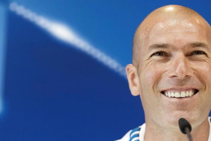 Zinedine Zidane, durante la rueda de prensa del pasado martes en Valdebebas.