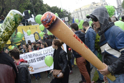 Manifestación en Madrid a favor de la regulación del cannabis.