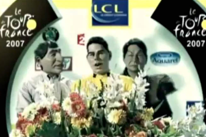 El guiñol de Alberto Contador en Canal Plus Francia.