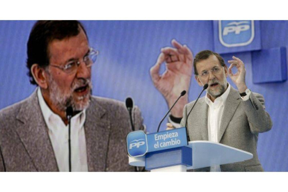 El presidente del Partido Popular y candidato a la presidencia del Gobierno, Mariano Rajoy, durante su intervención en un mitin que ha celebrado hoy el partido en A Coruña.