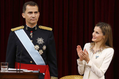 Don Felipe y doña Letizia, el pasado jueves, en el acto de proclamación del príncipe como nuevo rey de España.