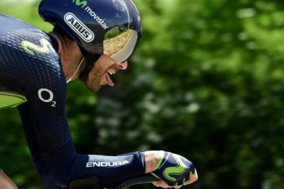 Alejandro Valverde, en plena contrarreloj, este miércoles en el Dauphiné.
