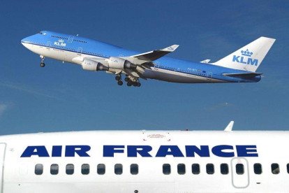 Aviones de Air France y de KLM en el aeropuerto de Ámsterdam. 