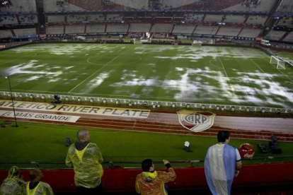 Aspecto que presentaba el Estadio Monumental de Buenos Aires poco antes de la hora de inicio del partido.