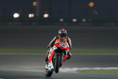 Marc Márquez, piloto de MotoGP del equipo de Repsol Honda, en los entrenamientos del GP de Qatar.