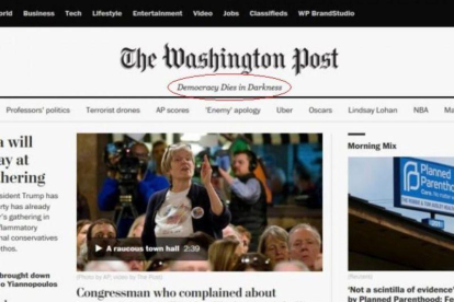 "La democracia muere en la oscuridad", el nuevo eslogan del 'Washington Post' en su versión en línea.