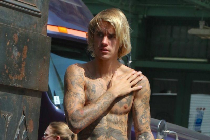 Justin Bieber, sin camiseta, el pasado agosto en Manhattan.