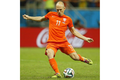 La estrella de Holanda, Robben, durante el partido de cuartos de final contra Costa Rica.