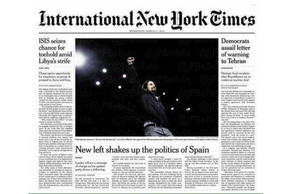 Pablo Iglesias, portada en 'The New York Times'.