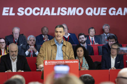 El presidente, Pedro Sánchez, ayer en un mitin del partido