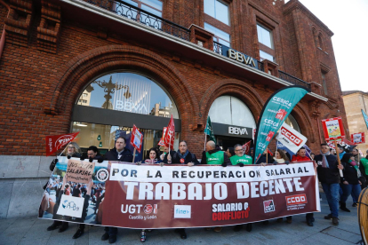 Los trabajadores de la banca se movilizan en León.