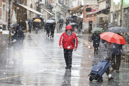 Ha nevado con fuerza en la ciudad de León este lunes.
