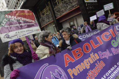 Manifestantes del Movimiento Feminista de León.