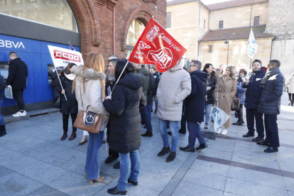Los trabajadores de banca se manifestaron en León el pasado día 9 de marzo.