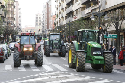Una de  las tractoradas celebradas en León en protesta por la situación del campo.