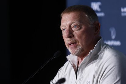 El extenista alemán Boris Becker durante una rueda de prensa este domingo en el Palacio de Cibeles con motivo de los Premios Laureus. EFE/Rodrigo Jiménez