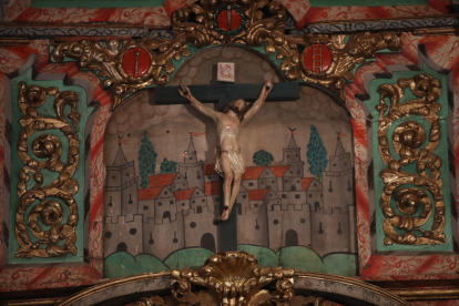 Pintura de Jerusalén en el retablo de la iglesia de San Antolín, similar al que está oculto en la ermita
