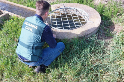 Un agente de la Guardia Civil investigando en la zona.