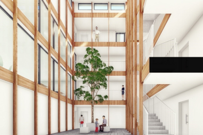 Otra imagen de la recreación de los futuros pisos para alquiler juvenil en Ponferrada.