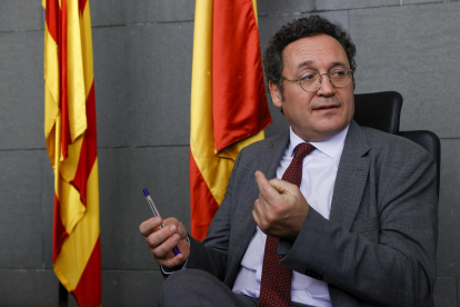 Imagen de archivo (07/02/2024) del fiscal general del Estado, Álvaro García Ortiz, momentos antes de presidir la Junta de Fiscales celebrada en la Ciutat de la Justicia de Barcelona. EFE/ Toni Albir