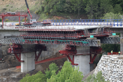 Obras en el viaducto, este miércoles.