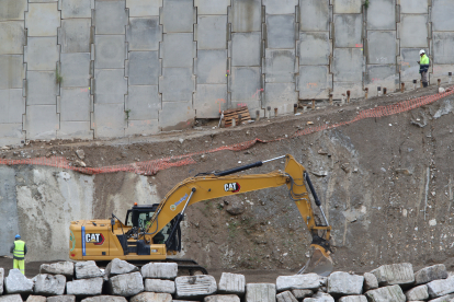 Obras en el viaducto, este miércoles.