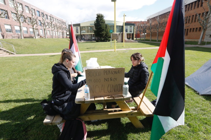 Un grupo de estudiantes ha acampado en el campus universitario de Vegazana como medida de apoyo al pueblo palestino.
