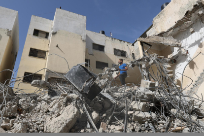 Edificio destruido en la operación militar israelí en de Yenín. EFE/EPA/ALAA BADARNEH