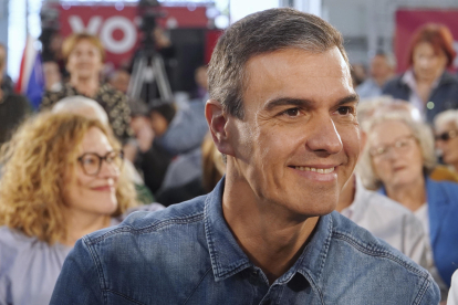 El presidente del Gobierno y líder del PSOE, Pedro Sánchez, en un mitin el pasado sábado. EFE/ Nacho Gallego