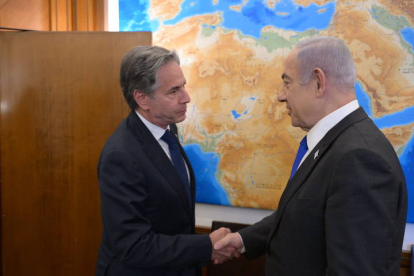 Antony Blinken y Benjamin Netanyahu ayer.