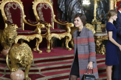 Eva Fernández, la estilista leonesa de la reina Letizia, durante una recepción en el Palacio Real.