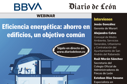 Cartel del webinar de BBVA y Diario de León sobre eficiencia energética